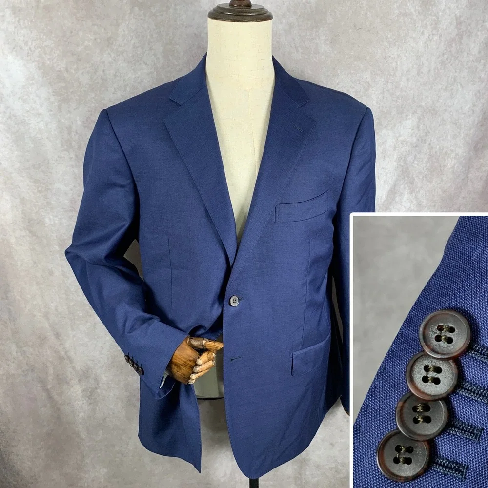 Suitsupply Blazer Jacket Men 48R Blue Napoli Single Breasted Wool Sport Coat